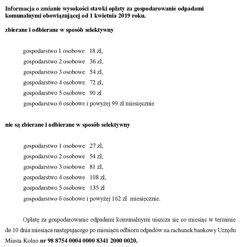 Nowe stawki za odpady