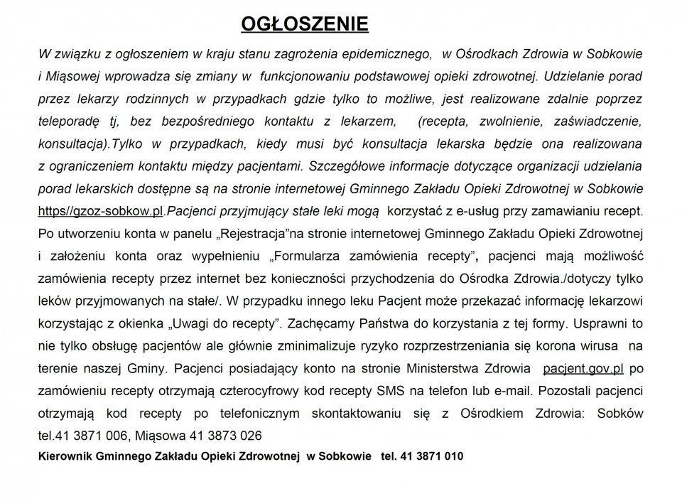 Zmiana w funkcjonowani poz