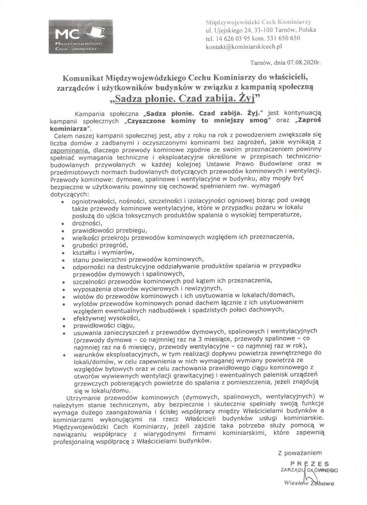 Komunikat   sadze