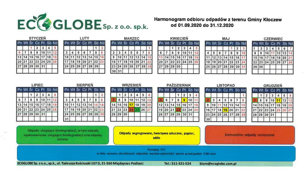 Harmonogram odbioru odapdo%cc%81w w gminie k%c5%82oczew w 2020 r. 01