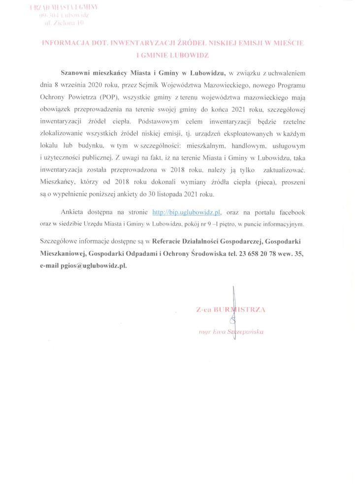 Info na fejsa inwentaryzacja